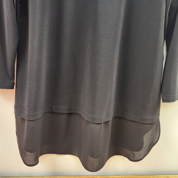 Joseph Ribkoff Black Tunic Top Size L 3/4 Sleeves, Made in Canada - Picture 4 of 7